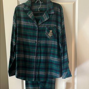 Ralph Lauren Navy and Green Plaid Pajama Set